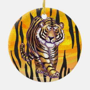 Wild Me Tiger Oranje en zwart Keramisch Ornament