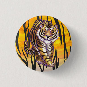 Wild Me Tiger Oranje en zwart Ronde Button 3,2 Cm
