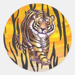 Wild Me Tiger Oranje en zwart Ronde Sticker