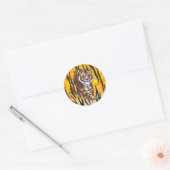 Wild Me Tiger Oranje en zwart Ronde Sticker (Envelop)
