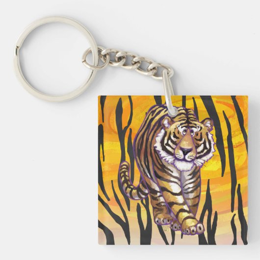 Wild Me Tiger Oranje en zwart Sleutelhanger (voorkant)