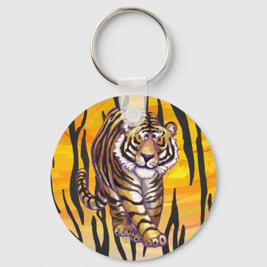 Wild Me Tiger Oranje en zwart Sleutelhanger (Voorkant)