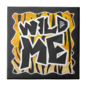 Wild Me Tiger Oranje en zwart Tegeltje (Voorkant)