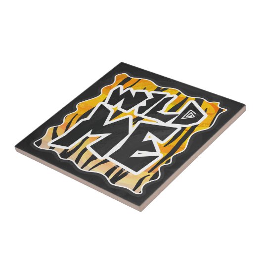 Wild Me Tiger Oranje en zwart Tegeltje (Zijkant)