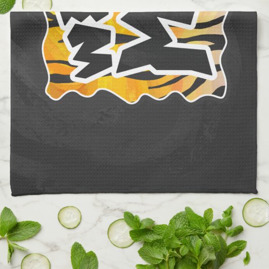 Wild Me Tiger Oranje en zwart Theedoek (Gevouwen)