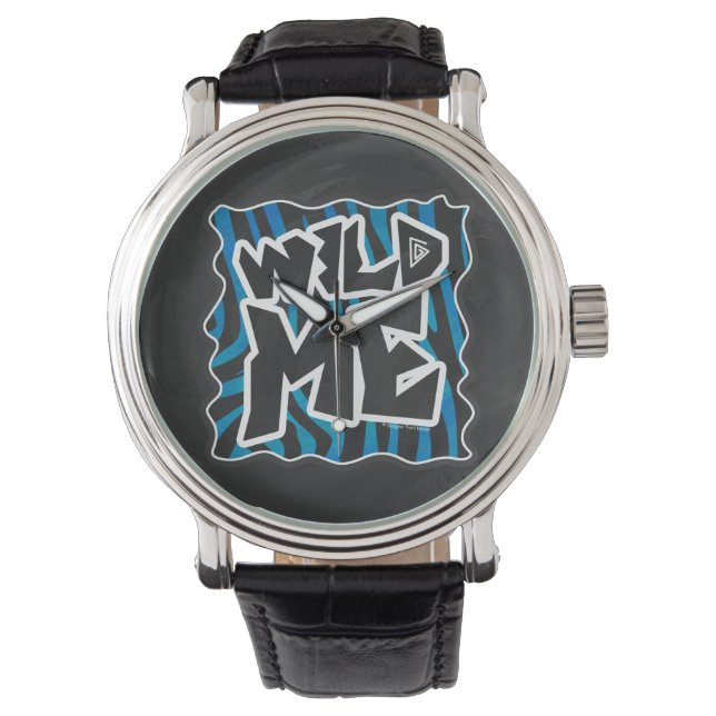 Wild Me Zebra Black en Blue Horloge (Voorkant)