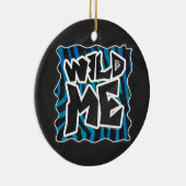 Wild Me Zebra Black en Blue Keramisch Ornament (Rechts)