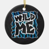 Wild Me Zebra Black en Blue Keramisch Ornament (Voorkant)