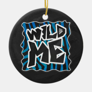 Wild Me Zebra Black en Blue Keramisch Ornament