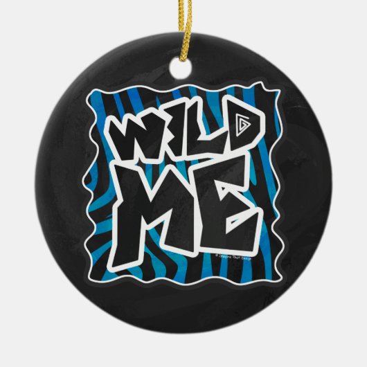 Wild Me Zebra Black en Blue Keramisch Ornament (Voorkant)