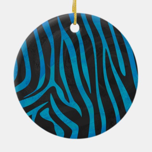 Wild Me Zebra Black en Blue Keramisch Ornament (Achterkant)