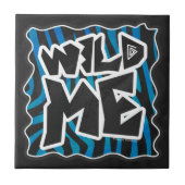 Wild Me Zebra Black en Blue Tegeltje (Voorkant)