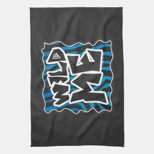 Wild Me Zebra Black en Blue Theedoek (Verticaal)