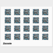 Wild Me Zebra Black en Blue Vierkante Sticker (Vel)