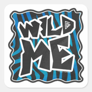 Wild me Zebra Black en Blue Vierkante Sticker