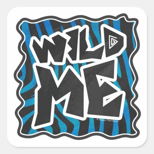 Wild Me Zebra Black en Blue Vierkante Sticker (Voorkant)