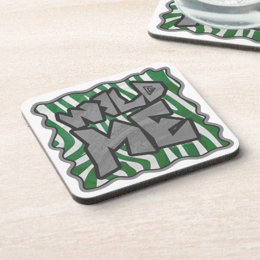Wild Me Zebra Green en White Bier Onderzetter (Linkerzijde)