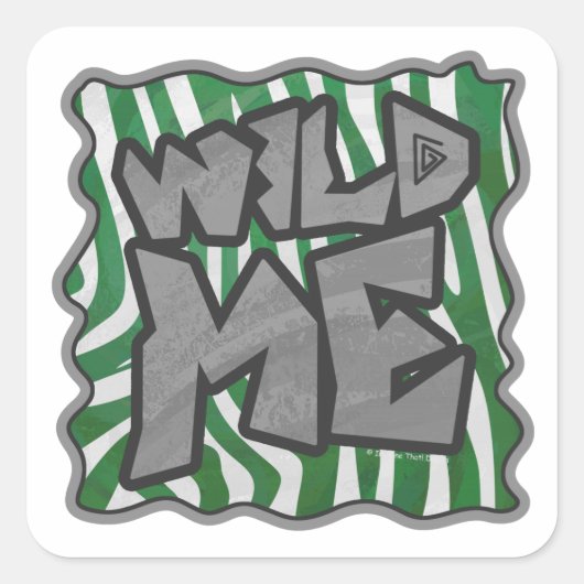 Wild Me Zebra Green en White Vierkante Sticker (Voorkant)