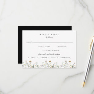 Wild Meadow Bloemen Bruiloft Maaltijd Keuze RSVP Kaartje
