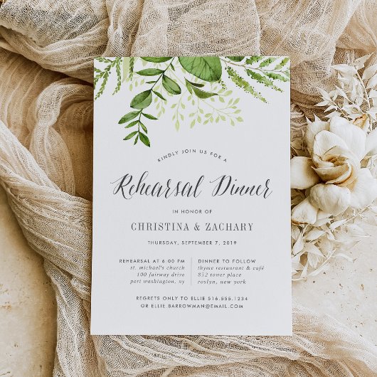 Wild Meadow Botanical Rehearsal Dinner Invitation Kaart