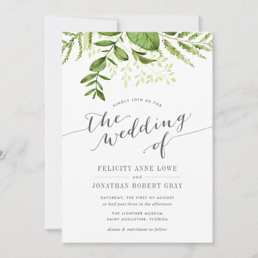 Wild Meadow Botanical Wedding Invitation Kaart (Voorkant)