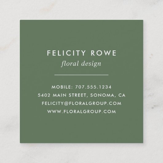 Wild Meadow | Botanisch Lijst Vierkante Visitekaartje (Achterkant)