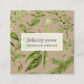 Wild Meadow | Botanische printkraft Vierkante Visitekaartje (Voorkant)