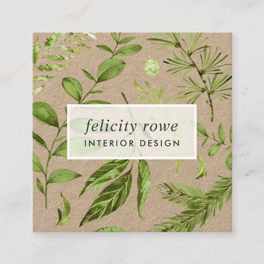 Wild Meadow | Botanische printkraft Vierkante Visitekaartje (Voorkant)