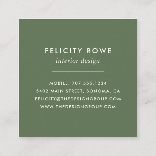 Wild Meadow | Botanische printkraft Vierkante Visitekaartje (Achterkant)