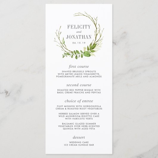 Wild Meadow Bruiloft Menu Kaart (Voorkant)