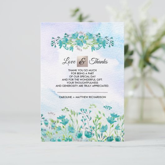 Wild Meadow Dank u bruiloft Kaart (Staand voorkant)