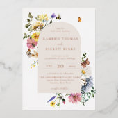 Wild Meadow Floral Arch Lijst Wedding Folie Uitnodiging (Voorkant)