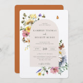 Wild Meadow Floral Arch Lijst Wedding Kaart (Voorkant / Achterkant)