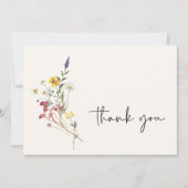 Wild Meadow Floral Bouquet bruiloft Bedankt Notitiekaartje (Voorkant)