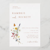 Wild Meadow Floral Wedding Folie Uitnodiging (Voorkant)