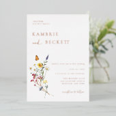 Wild Meadow Floral Wedding Folie Uitnodiging (Staand Voorkant)