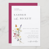 Wild Meadow Floral Wedding Kaart (Voorkant / Achterkant)