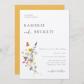 Wild Meadow Floral Wedding Kaart (Voorkant / Achterkant)