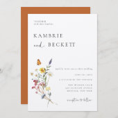 Wild Meadow Floral Wedding Kaart (Voorkant / Achterkant)