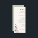 Wild Meadow Floral Wedding Menu<br><div class="desc">Elegante Waterverf Wildflower Bloemenarrangement,  huwelijksmenu. Functies,  zwarte typografie op zacht beige en coördinerende stevige stoffige salie kleur backing.</div>