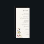 Wild Meadow Floral Wedding Menu<br><div class="desc">Elegante Waterverf Wildflower Bloemenarrangement,  huwelijksmenu. Eigenschappen,  zwarte typografie op zacht beige en coördinerende stevige zwarte kleurensteun.</div>