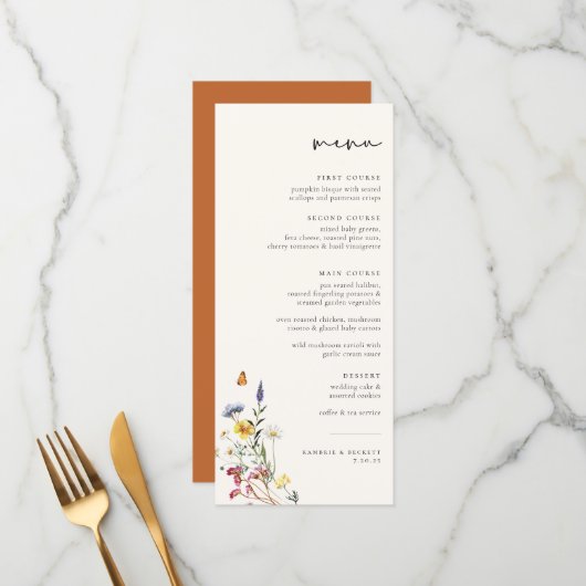 Wild Meadow Floral Wedding Menu (Voorkant / Achterkant in situ)