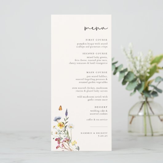 Wild Meadow Floral Wedding Menu (Staand voorkant)