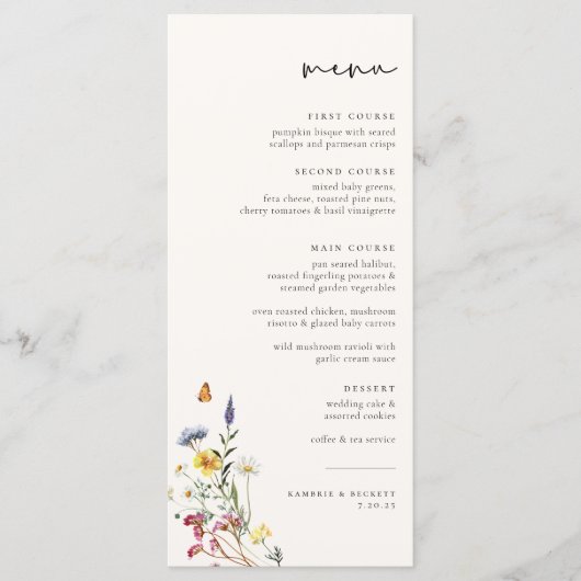 Wild Meadow Floral Wedding Menu (Voorkant)