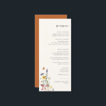 Wild Meadow Floral Wedding Menu<br><div class="desc">Elegante Waterverf Wildflower Bloemenarrangement,  huwelijksmenu. Functies,  zwarte typografie op zacht beige en coördinerende effen terra-cotta oranje kleur backing.</div>
