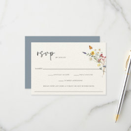 Wild Meadow Floral Wedding RSVP Kaartje