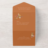 Wild Meadow Floral Wedding Terra-Cotta All In One Uitnodiging (Buitenkant)