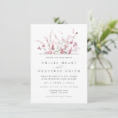 Wild Meadow Flower Dusty Roos Roze Minimal Wedding Kaart (Staand voorkant)