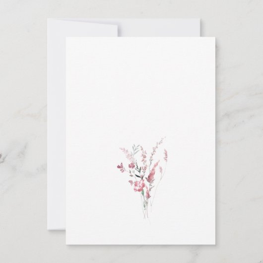Wild Meadow Flower Dusty Roos Roze Minimal Wedding Kaart (Achterkant)