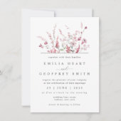 Wild Meadow Flower Dusty Roos Roze Minimal Wedding Kaart (Voorkant)